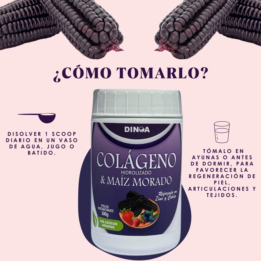 COLÁGENO HIDROLIZADO CON MAÍZ MORADO DINOA POTE X 300G -ANTIOXIDANTE -REGENERADOR - 3