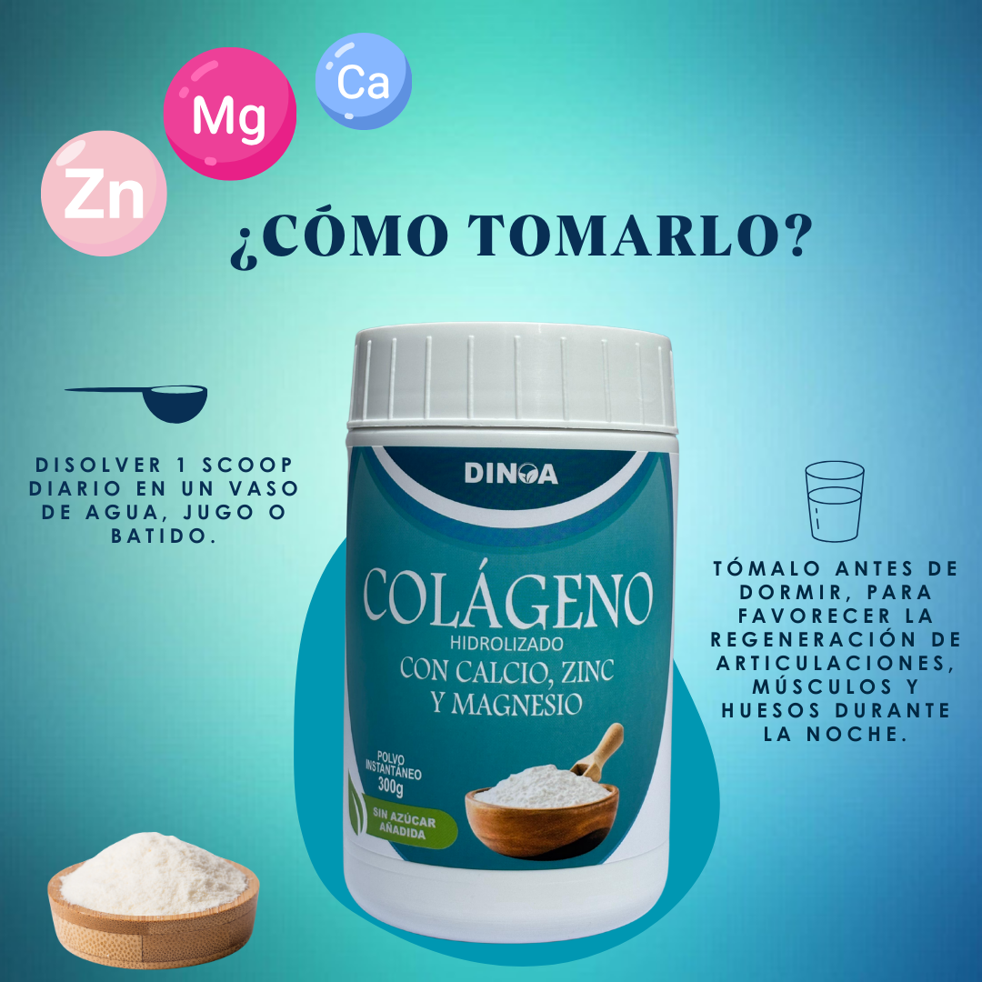 COLÁGENO HIDROLIZADO CON ZINC, CALCIO Y MAGNESIO DINOA POTE 300G - ARTICULACIONES SALUDABLES - 3