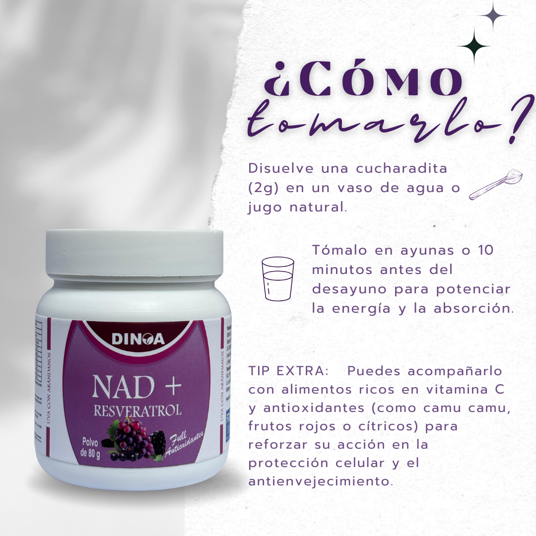 NAD + RESVERATROL DINOA POTE 80G / LONGEVIDAD / SALUD CELULAR - 3