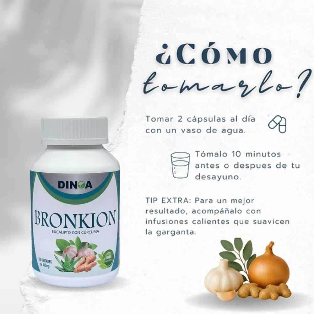 BRONKION (EUCALIPTO, CURCUMA) DINOA CÁPSULA X 100 / SALUD RESPIRATORIA - 3