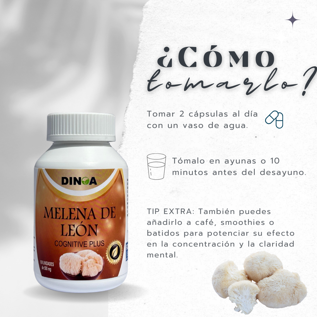 MELENA DE LEÓN DINOA CÁPSULAS X 100  / CONCENTRACIÓN / SALUD CEREBRAL - 3