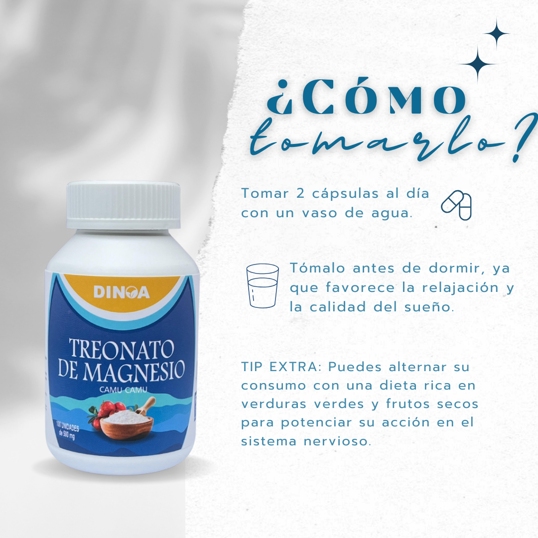 TREONATO DE MAGNESIO  DINOA CÁPSULAS X 100 / SALUD CEREBRAL / BIENESTAR INTEGRAL - 3