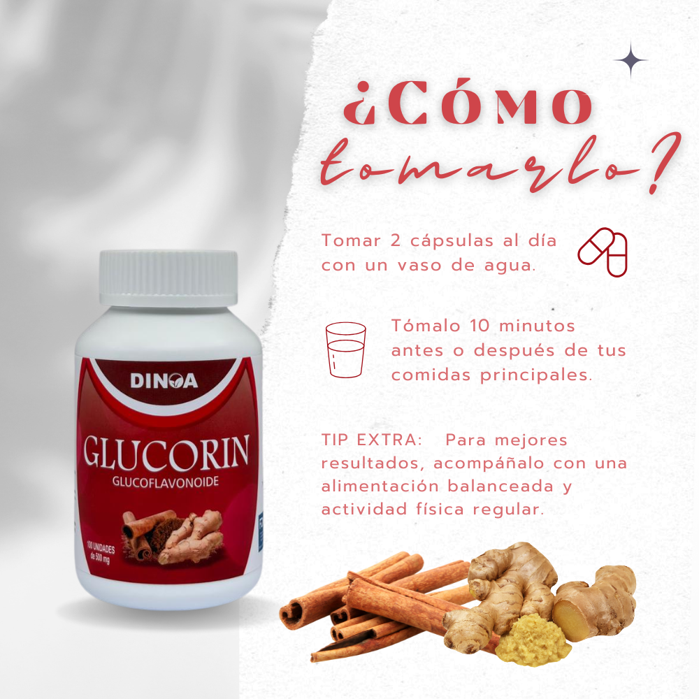 GLUCORIN (CANELA-KIÓN) DINOA CÁPSULAS X 100  / EQUILIBRIO DE LA GLUCOSA - 3