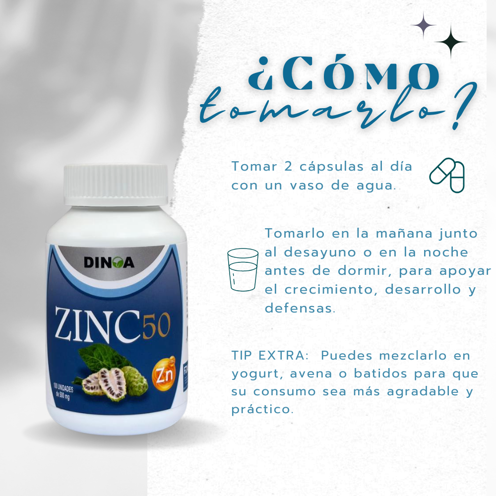 ZINC 50 DINOA CÁPSULAS X 100 /APOYO INMUNOLÓGICO /BIENESTAR INTEGRAL - 3