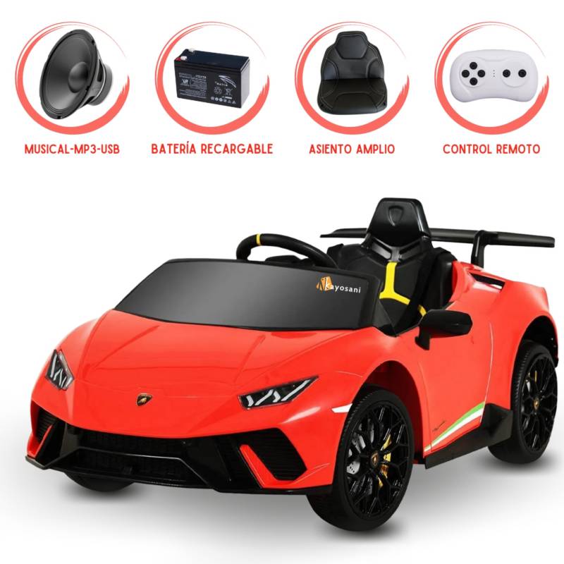 CARRO A BATERÍA LAMBORGHINI HURACAN RED LICENCED - 1