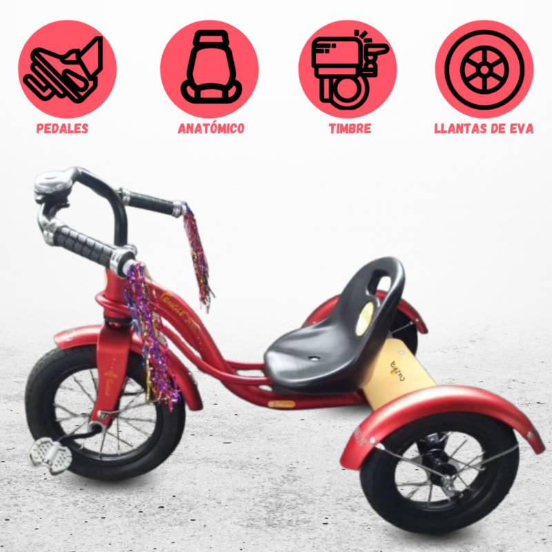TRICICLO CHAVO DOUX BEBE CURVA LIGHT ROJO - 1