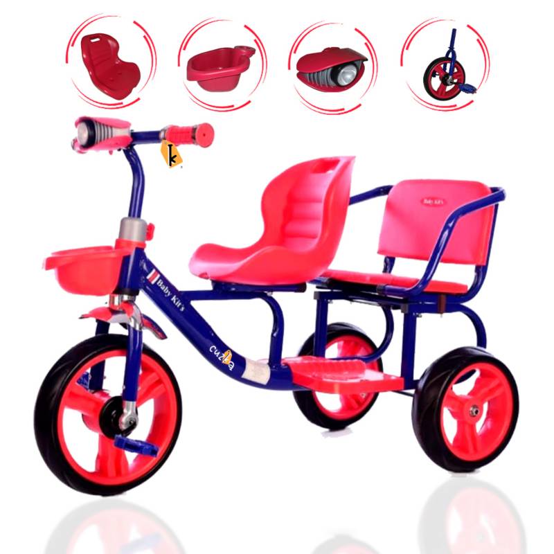 TRICICLO DOBLE ASIENTO BABY KITS »NEO» RED - 2