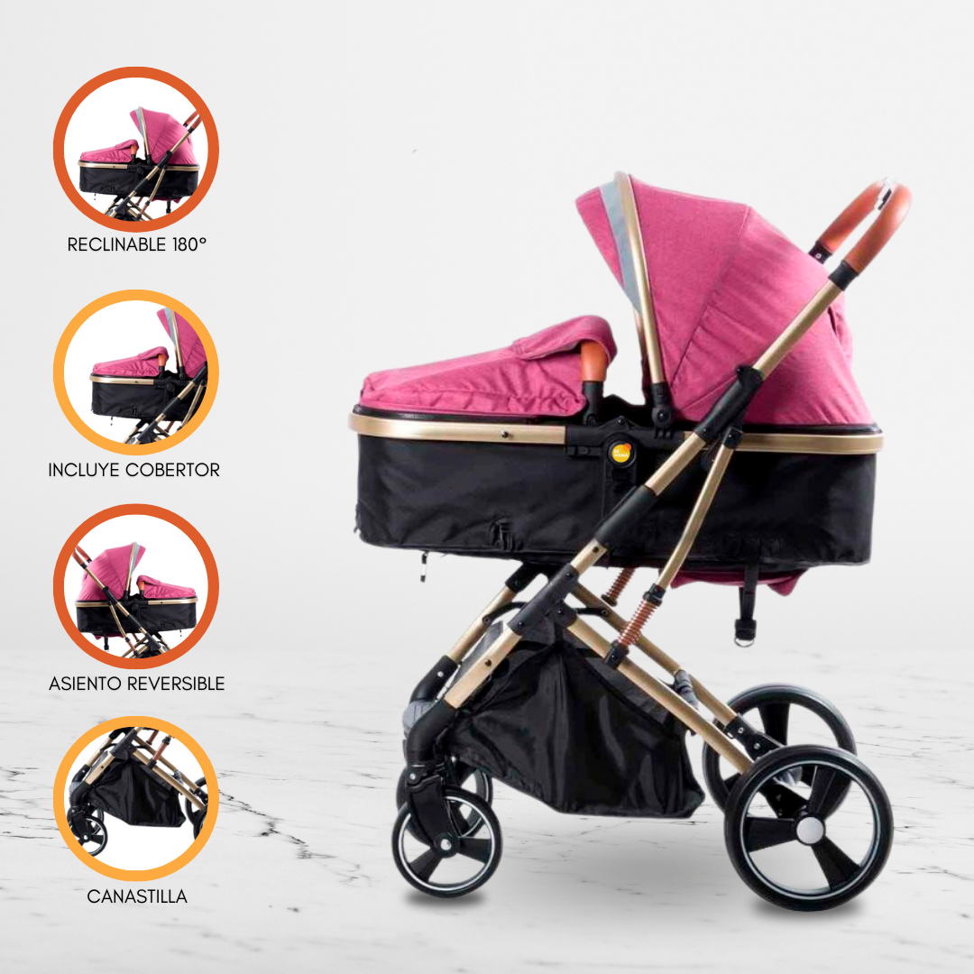COCHE MOISÉS DEPORTIVO «SATURNO DELUXE» PINK - 1