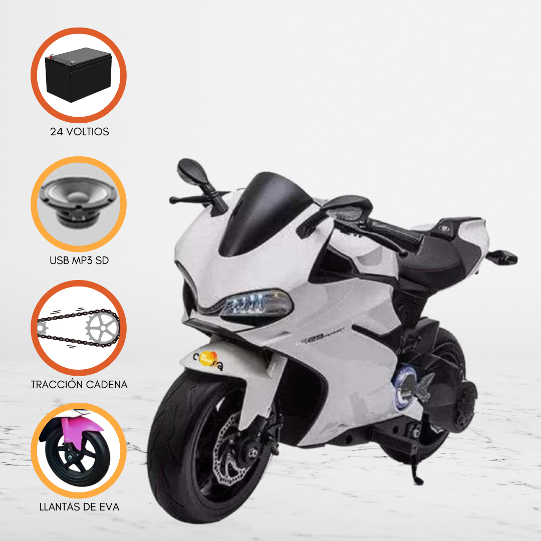 MOTO A BATERÍA CON CADENA 24V DUCATI LICENCIADO PARA NIÑOS «CADENA» BLACK - 1