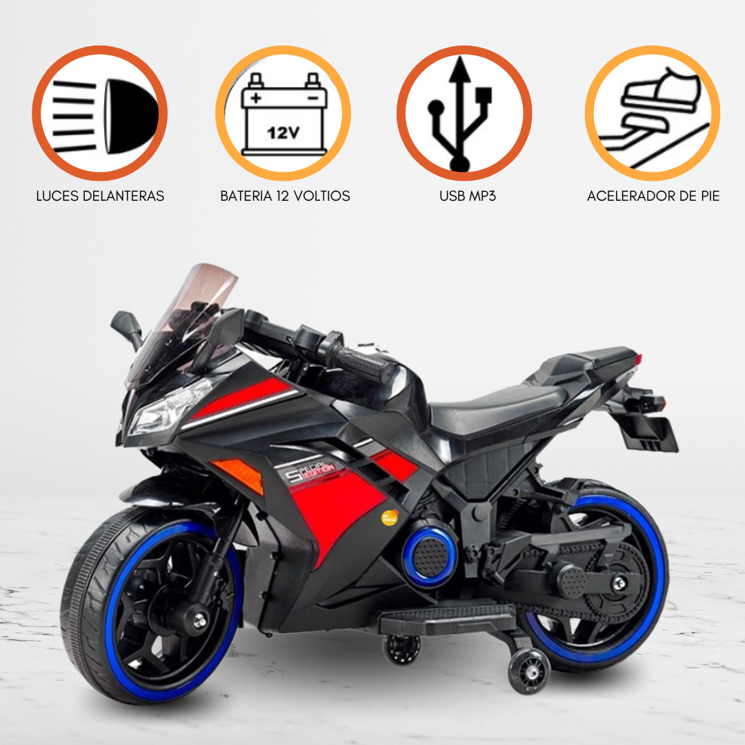 MOTO A BATERÍA MP3 PARA NIÑOS «NINJA» BLACK - 1