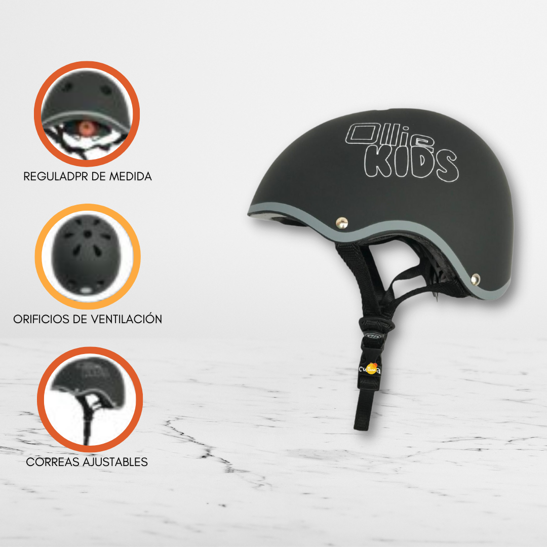 CASCO PROTECTOR REGULABLE PARA NIÑOS «XS OLLIE KIDS» BLACK - 1