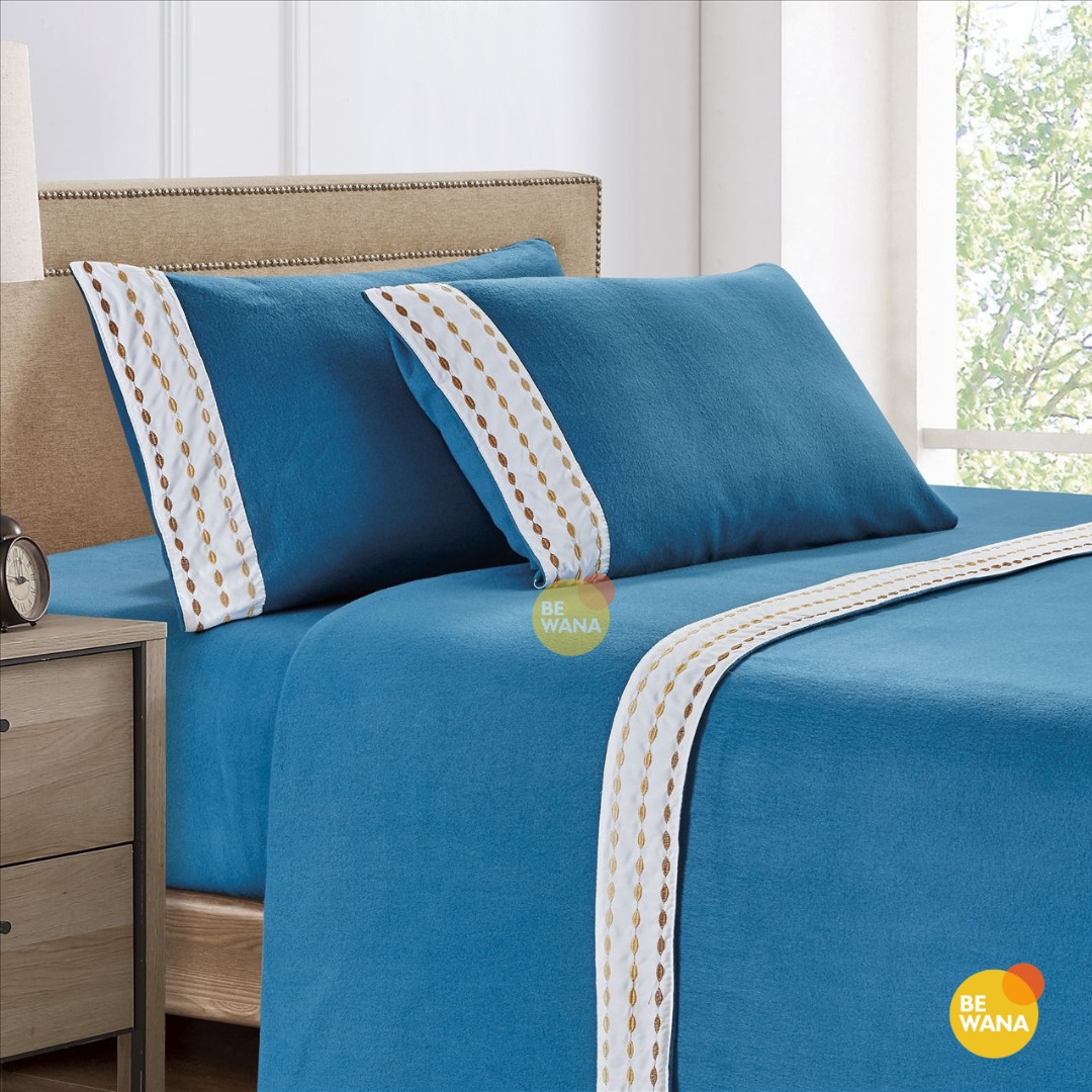 SET DE SABANAS POLAR BORDADA ULTRA SUAVE DE 4 PIEZAS 2 PLAZAS - 1