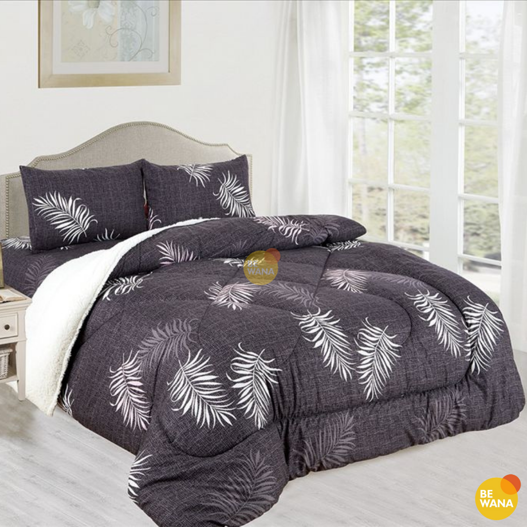 EDREDÓN CASATEX 2 PLAZAS GRIS OSCURO TELA HIPOALERGÉNICO CON CARNERO SET SÁBANAS - 1