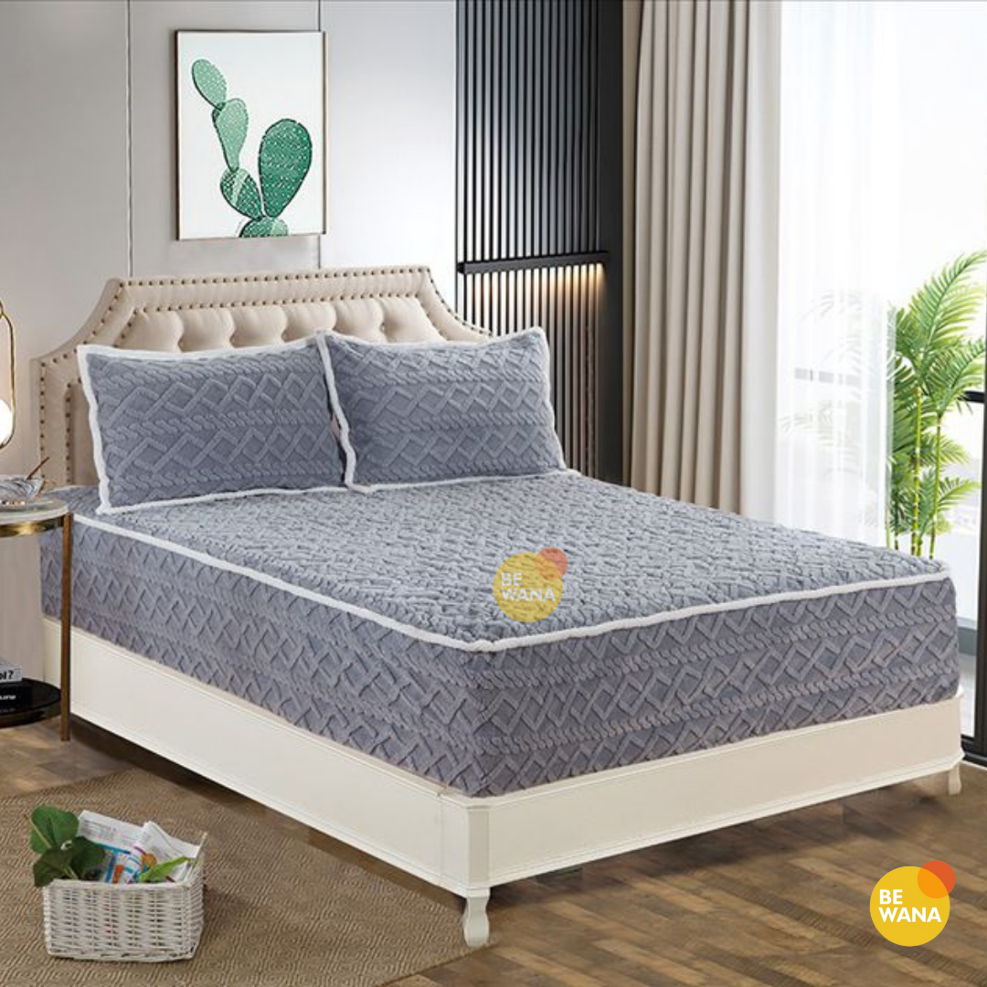 PROTECTOR COLCHÓN CASATEX QUEEN GRIS IMPERMEABLE SUAVE + 2 FUNDAS ALMOHADA - 1