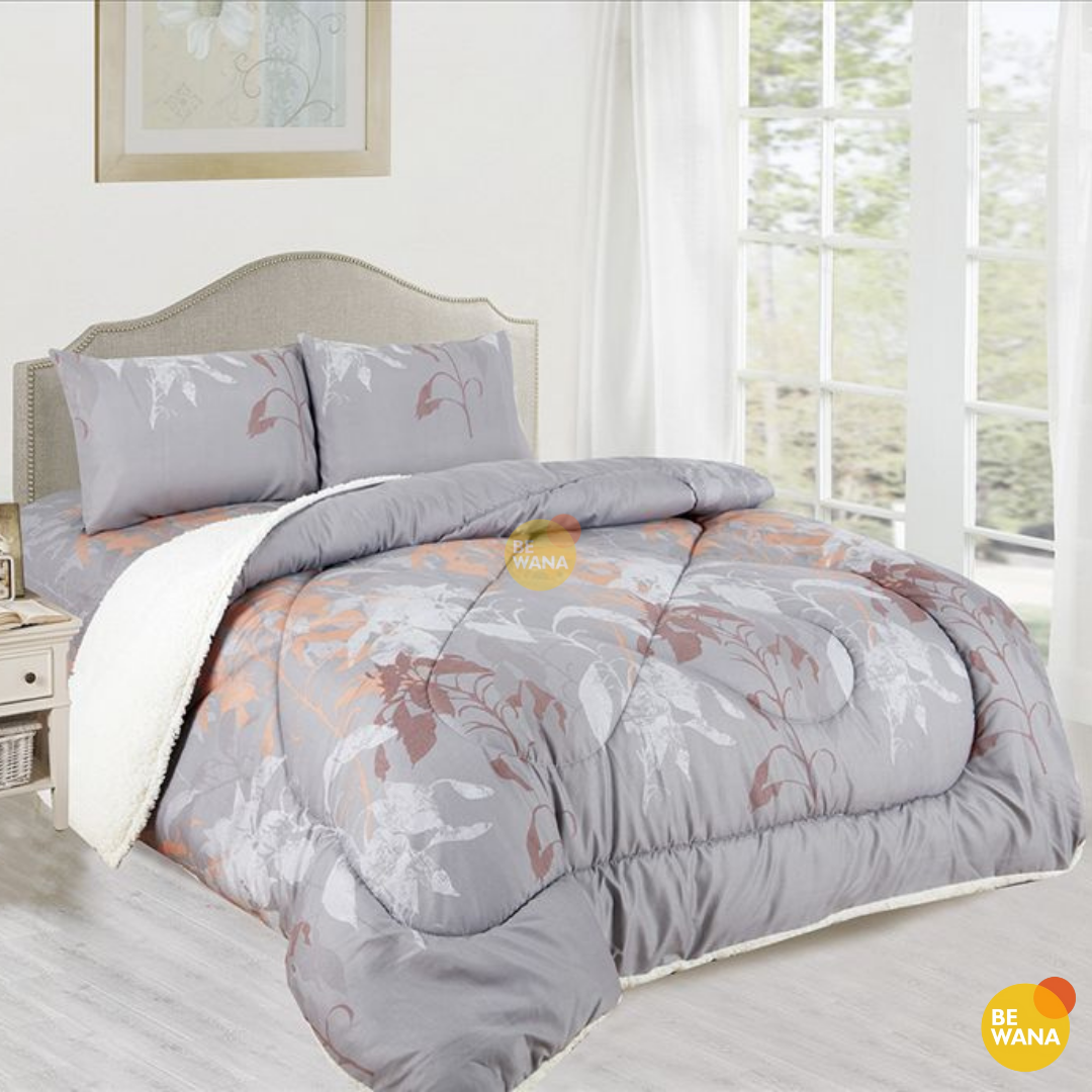 EDREDÓN CASATEX 2 PLAZAS GRIS CLARO TELA HIPOALERGÉNICO CON CARNERO SET SÁBANAS - 1