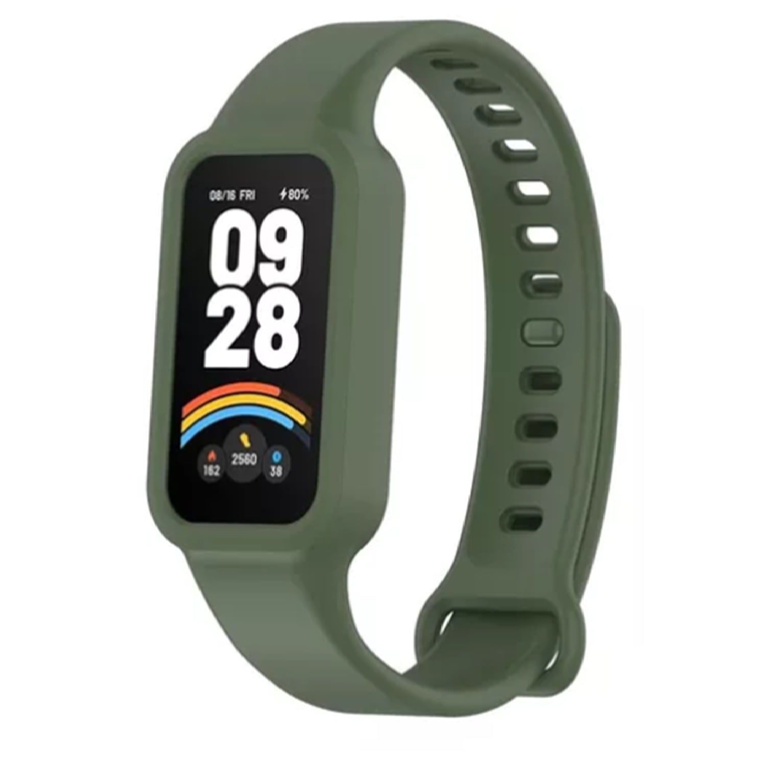CORRES SILICONA PARA XIAOMI SMART BAND 9 ACTIVE - VERDE MILITAR - 1
