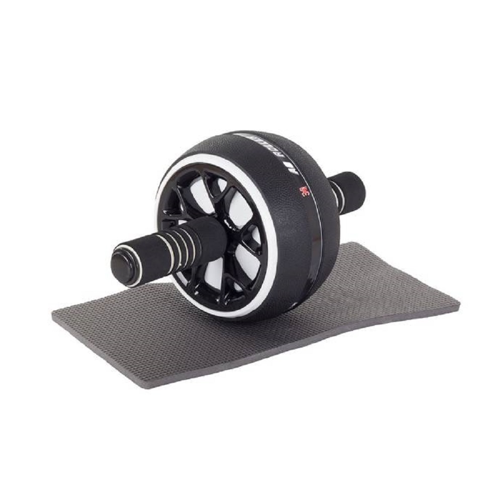 RUEDA ABDOMINALES ANTIDESLIZANTE CON PAD DE RODILLA NEGRO CON BLANCO - 4