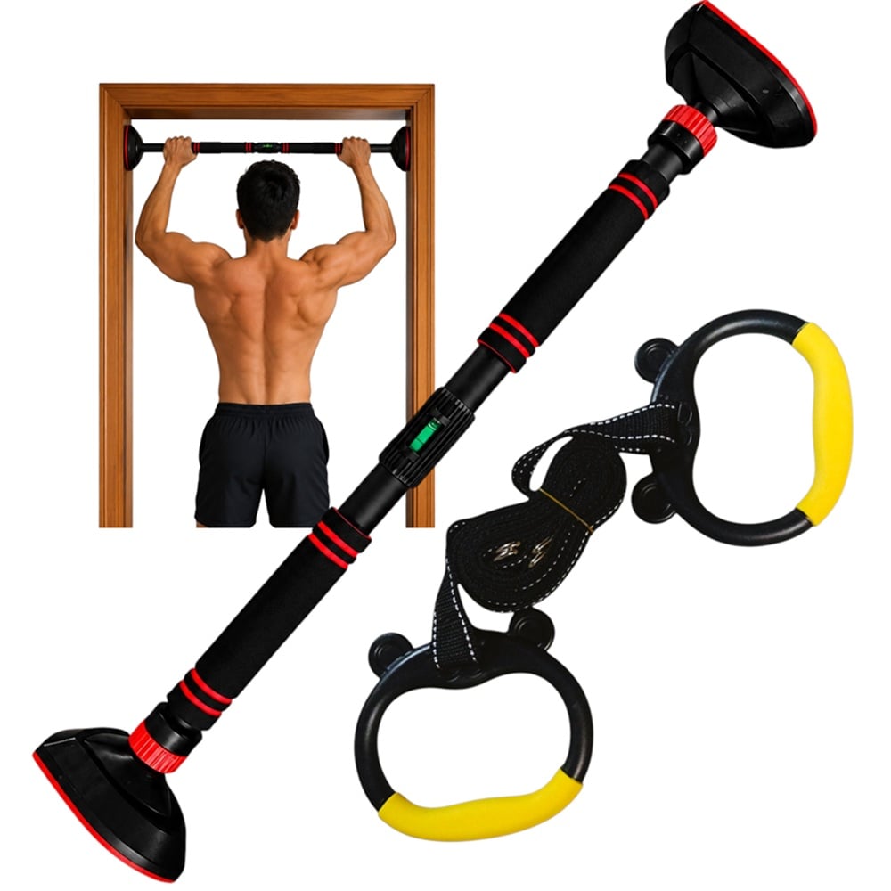 BARRA DOMINADAS EXPANDIBLE 70 A 90 CM CON NIVEL PULL UP BAR - 1