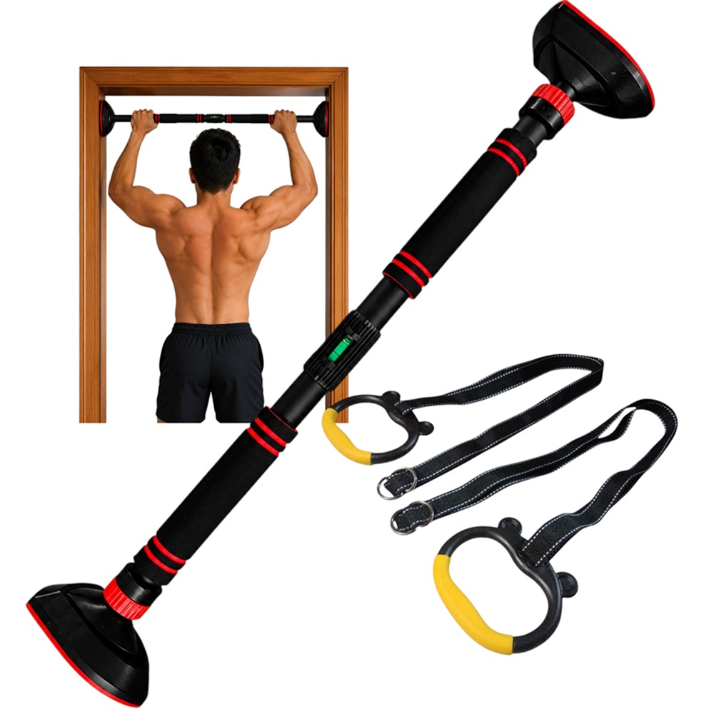 BARRA DOMINADAS EXPANDIBLE 70 A 90 CM CON NIVEL PULL UP BAR - 7