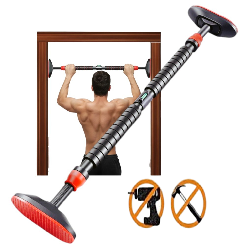 BARRA DOMINADAS PULL UP BAR EXPANDIBLE CON NIVEL 70 A 100 CM - 1