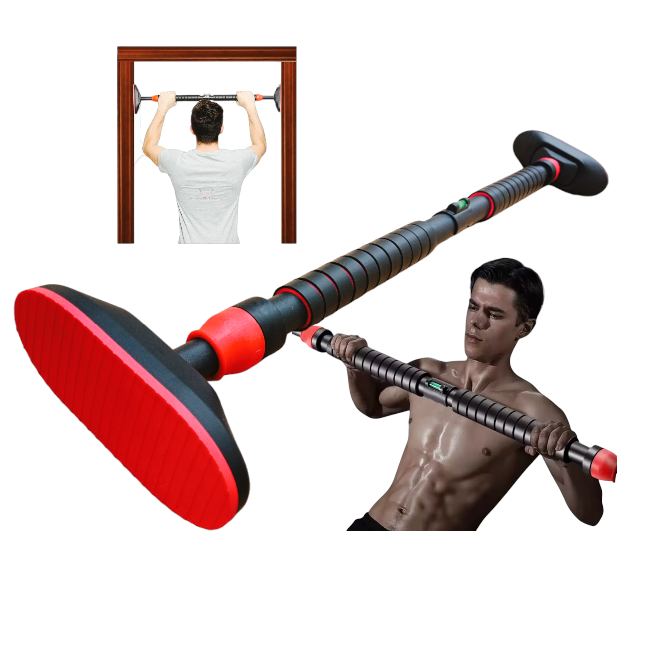 BARRA DOMINADAS PULL UP BAR EXPANDIBLE CON NIVEL 70 A 100 CM - 2