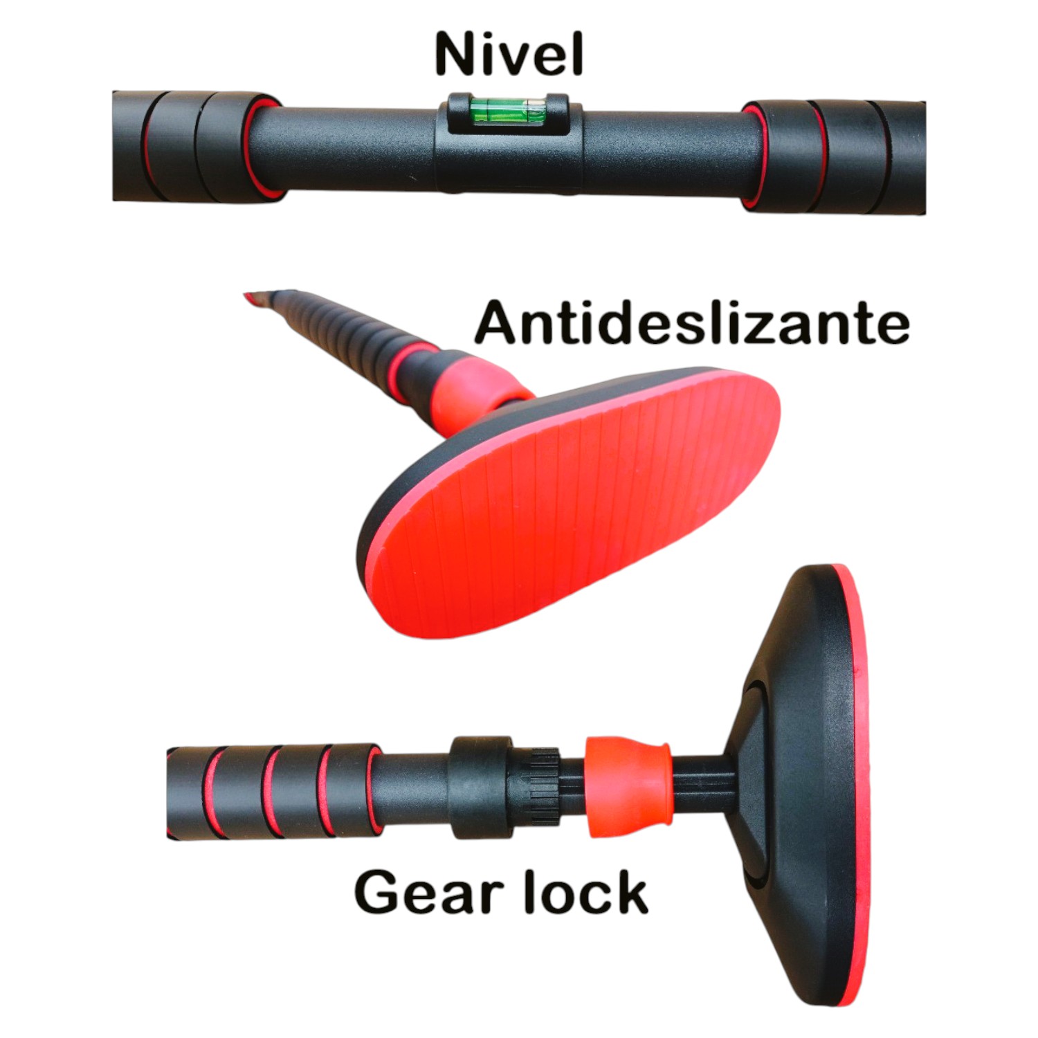 BARRA DOMINADAS PULL UP BAR EXPANDIBLE CON NIVEL 70 A 100 CM - 3