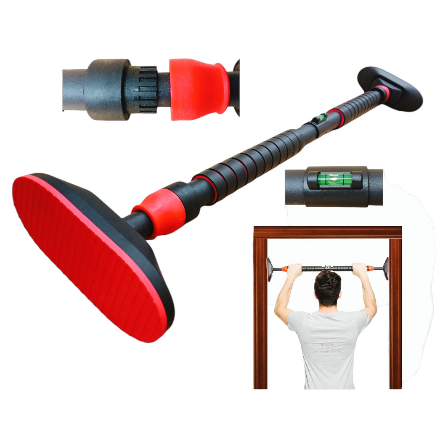 BARRA DOMINADAS PULL UP BAR EXPANDIBLE CON NIVEL 70 A 100 CM - 4