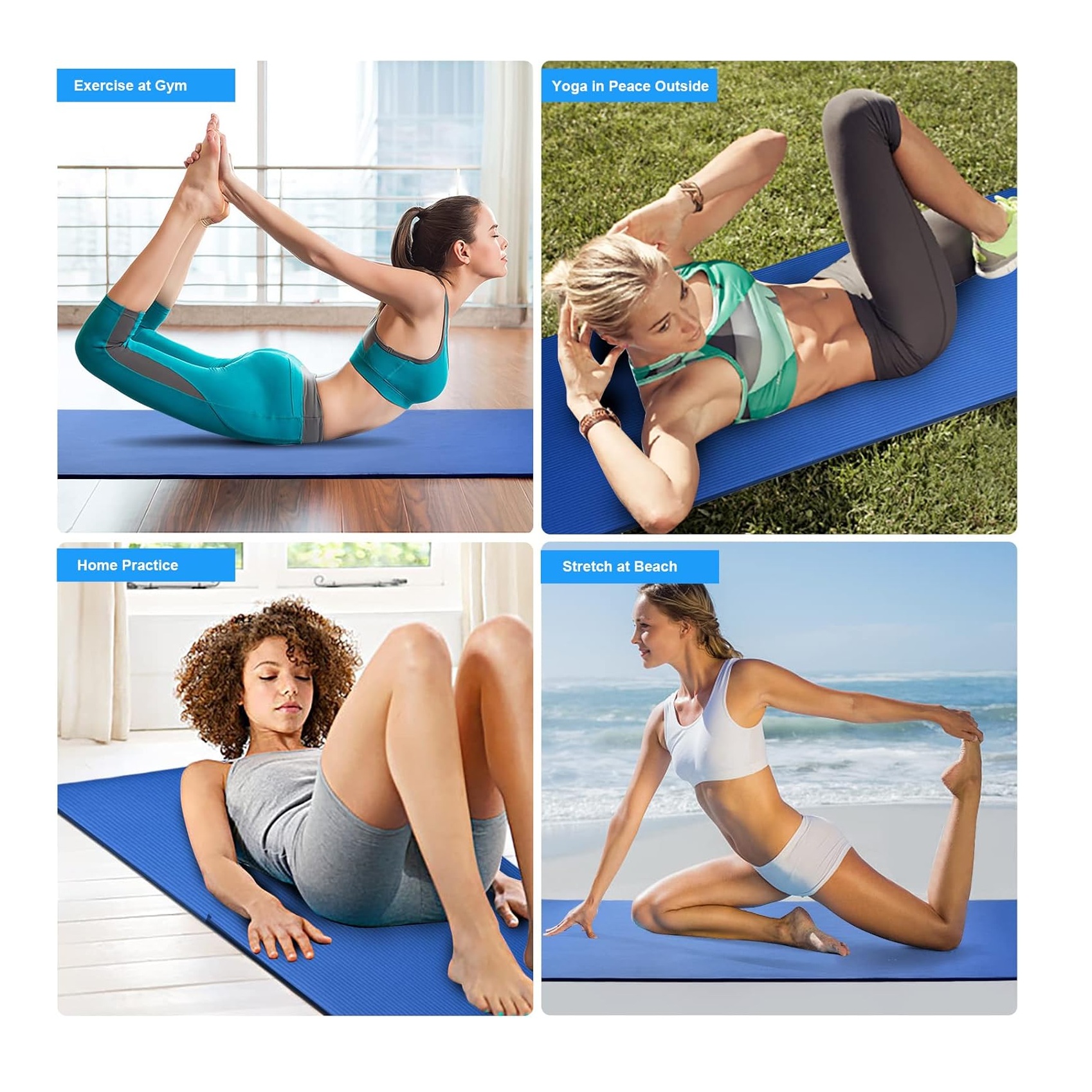 COLCHONETA YOGA MAT GRUESA 15 MM PREMIUM + BOLSO + SUJEDOR AZUL - 3