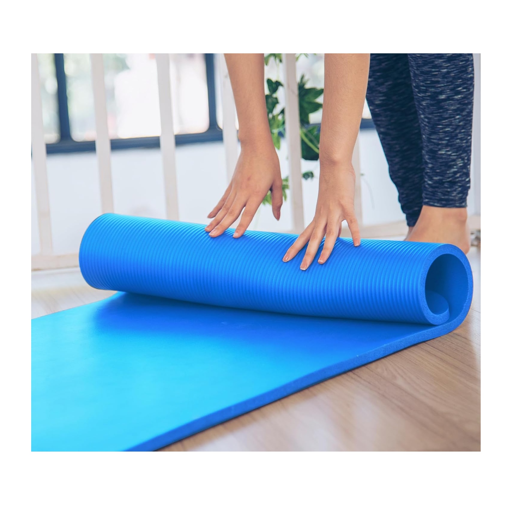 COLCHONETA YOGA MAT GRUESA 15 MM PREMIUM + BOLSO + SUJEDOR AZUL - 5