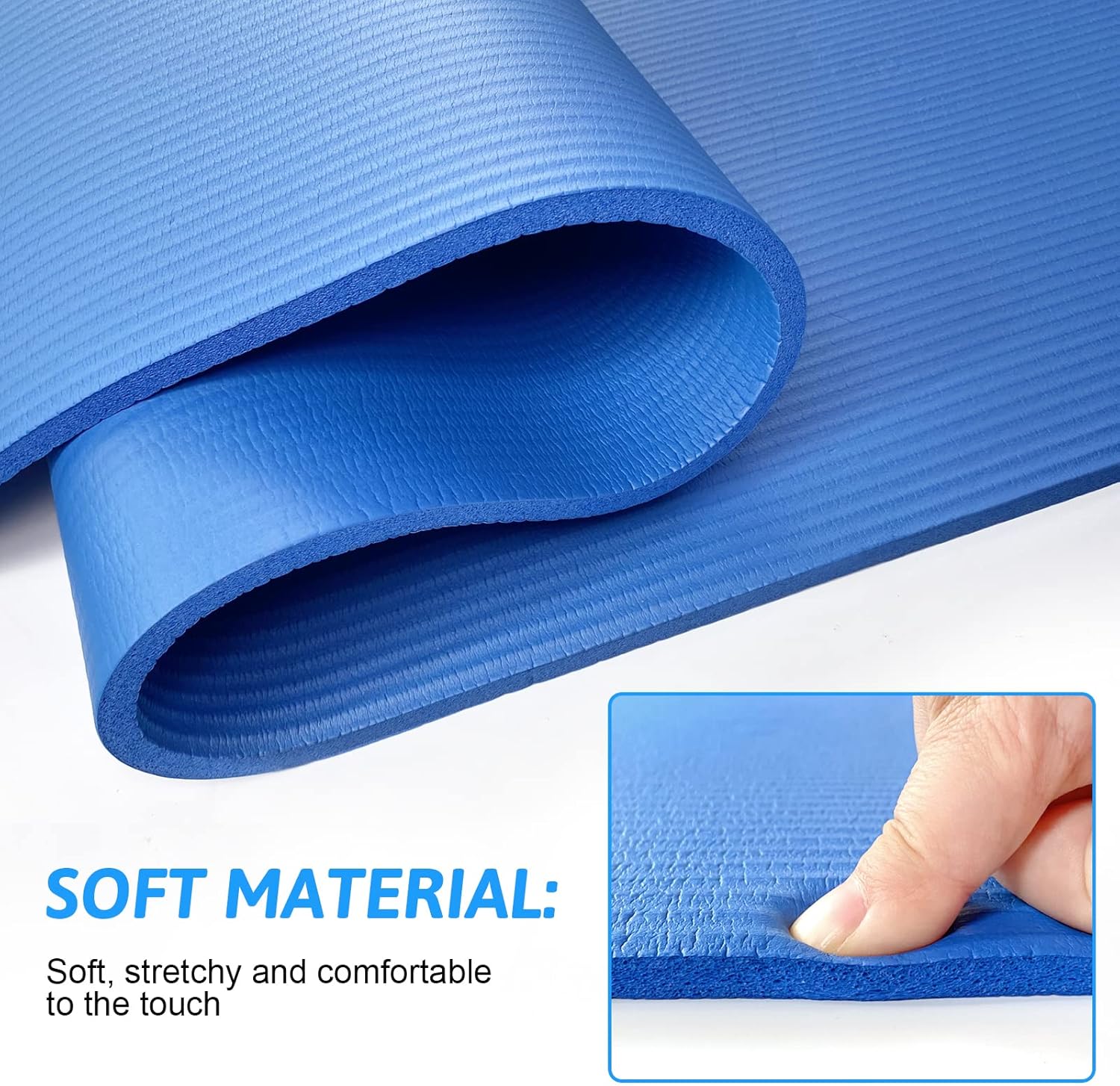 COLCHONETA YOGA MAT GRUESA 15 MM PREMIUM + BOLSO + SUJEDOR AZUL - 6