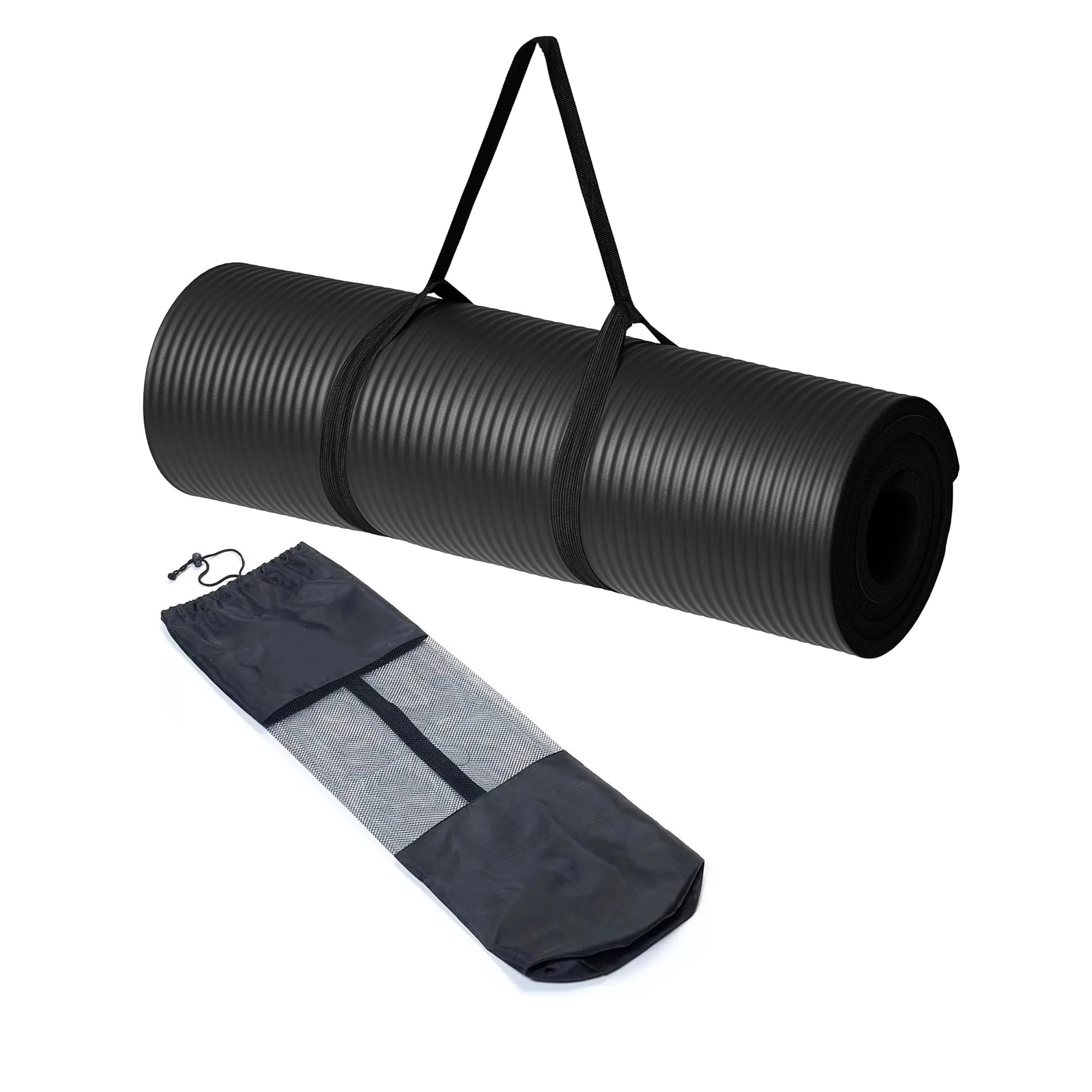 MAT ENTRENAMIENTO DE 15MM ESPESOR COLCHONETA TAPETE FITNESS NEGRO - 6