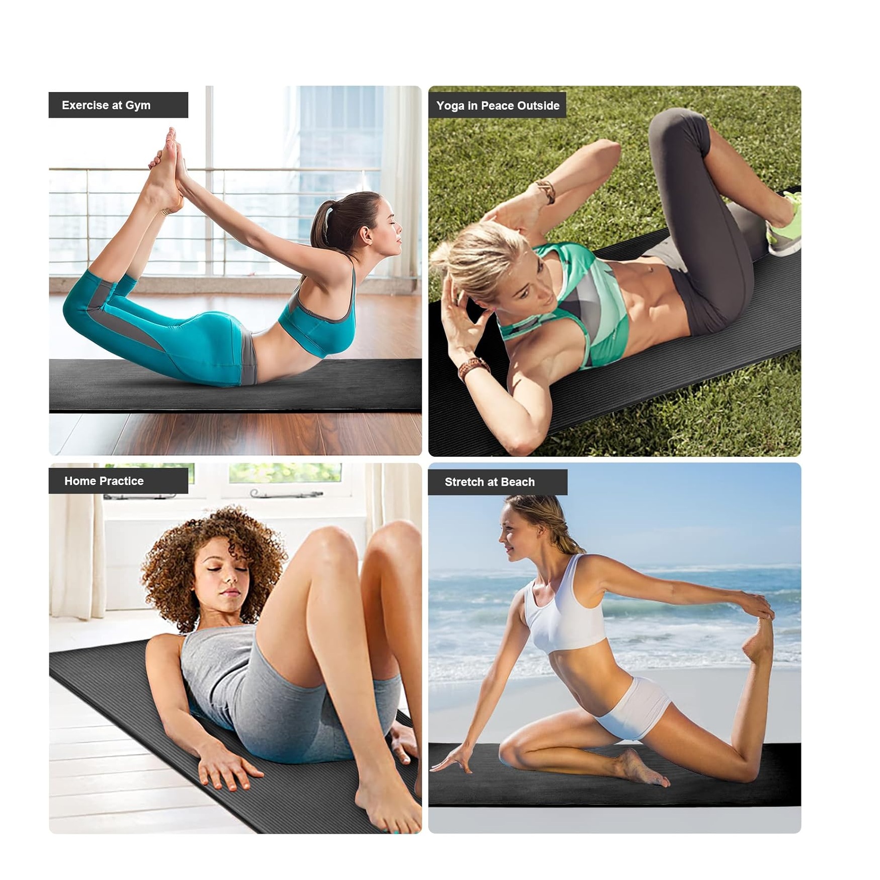 MAT ENTRENAMIENTO DE 15MM ESPESOR COLCHONETA TAPETE FITNESS NEGRO - 9