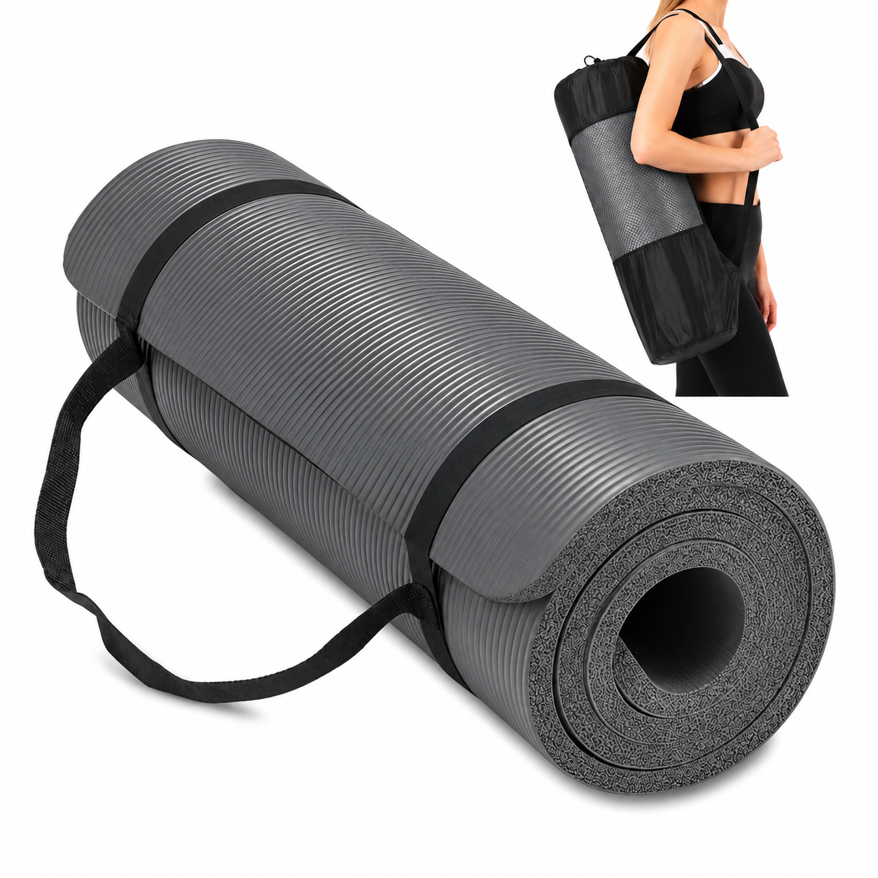 MAT ENTRENAMIENTO DE 15MM ESPESOR COLCHONETA TAPETE FITNESS PLOMO - 1