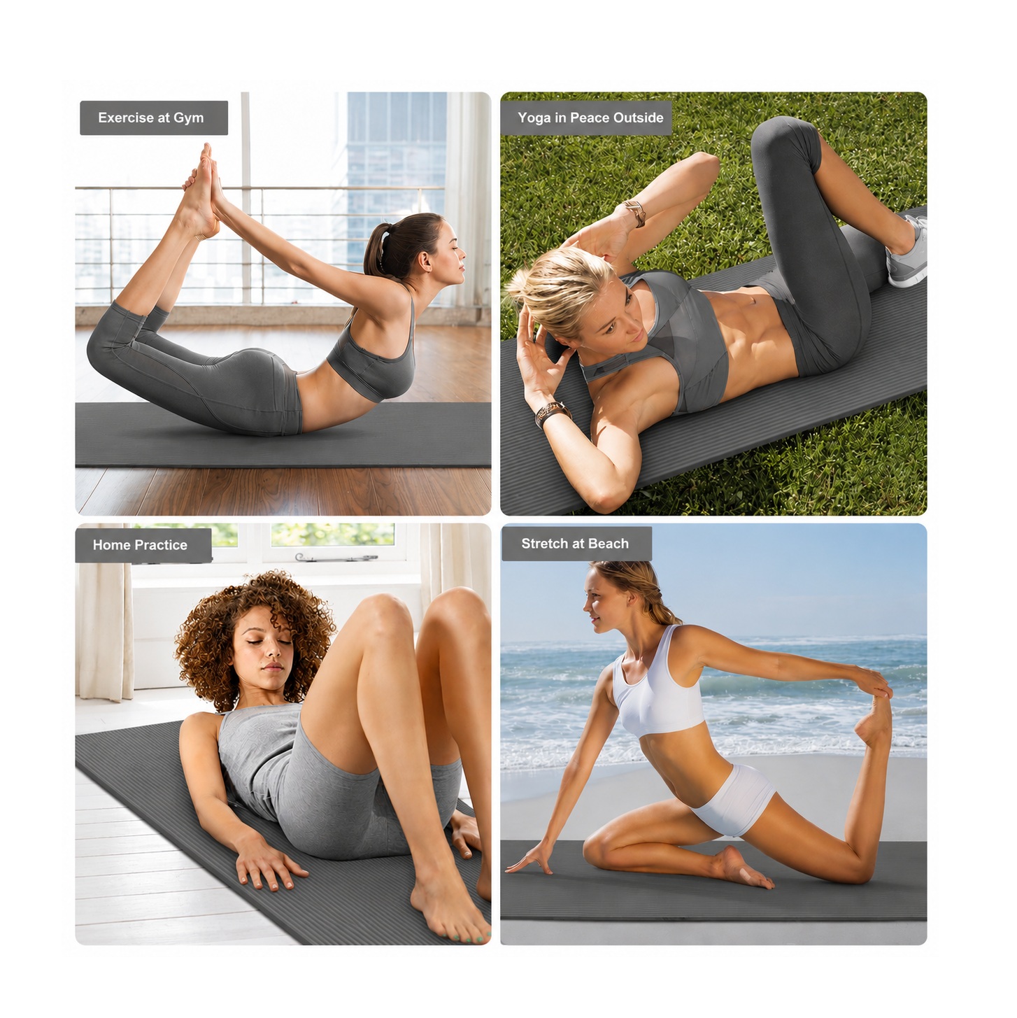 MAT ENTRENAMIENTO DE 15MM ESPESOR COLCHONETA TAPETE FITNESS PLOMO - 3