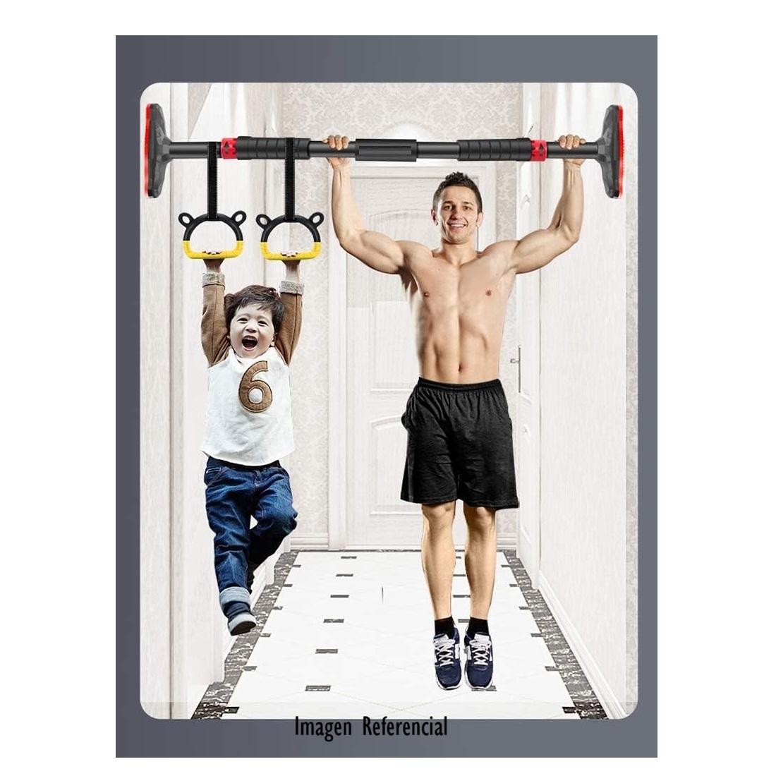 BARRA DOMINADAS EXPANDIBLE 90 A 120 CM CON NIVEL PULL UP BAR - 5