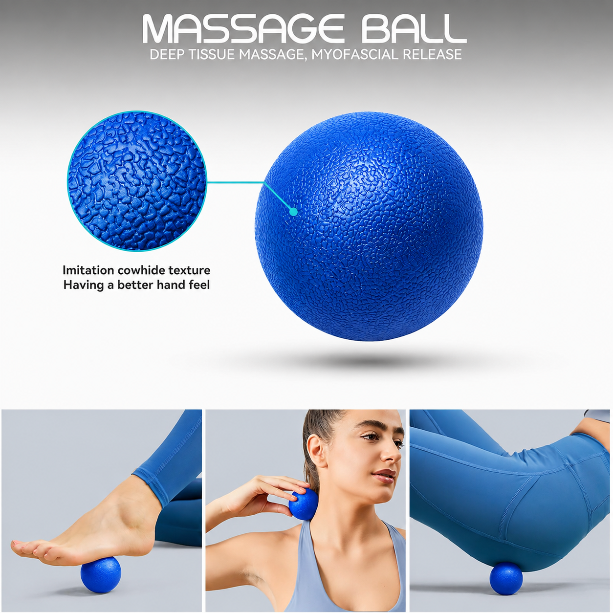 FOAM ROLLER 45 CM 4 EN 1 RODILLO MASO BANDA BOLA DE MASAJE AZUL - 3