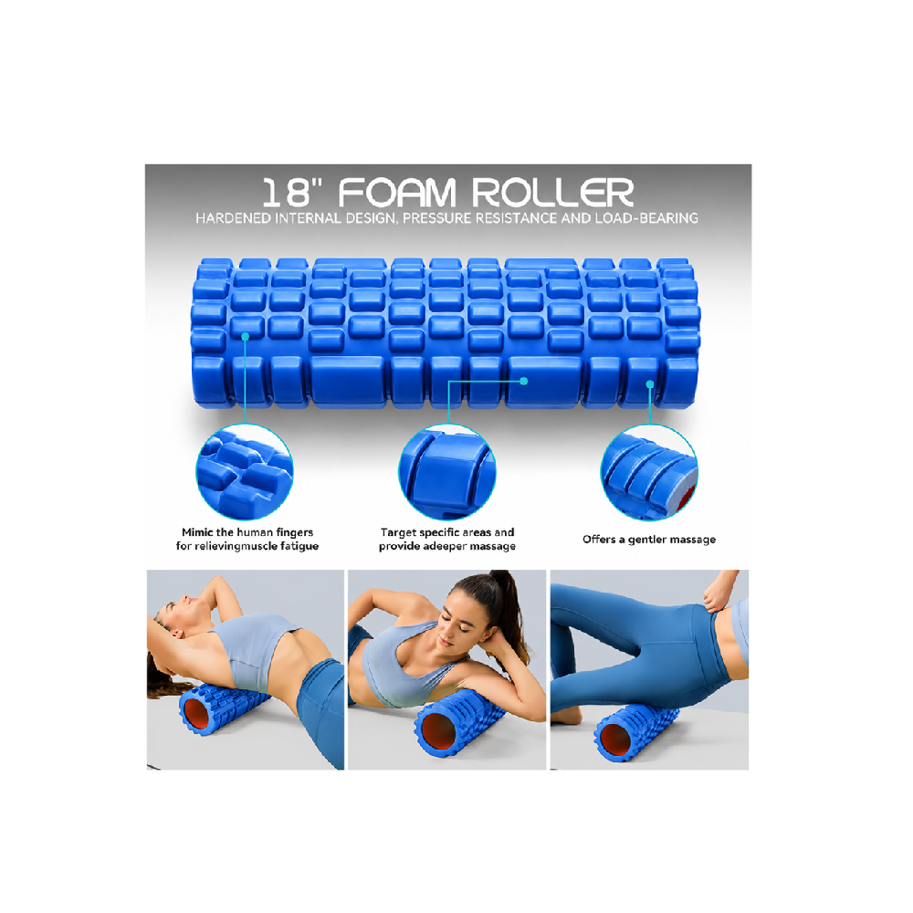 FOAM ROLLER 45 CM 4 EN 1 RODILLO MASO BANDA BOLA DE MASAJE AZUL - 5