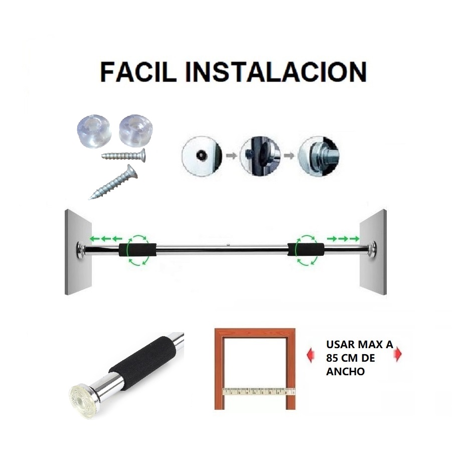 BARRA PARA DOMINADAS CROMADA P/ PUERTAS AJUSTABLE EXPANDIBLE - 5