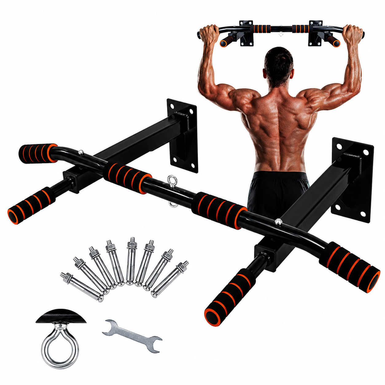 BARRA PARA DOMINADAS MULTIFUNCIONAL PULL UP PARED C/ ESLABÓN - 1