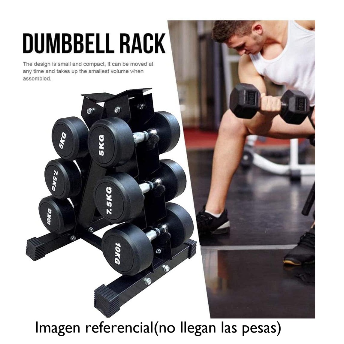 RACK ESTANTE PORTA MANCUERNAS PESAS 3 NIVELES RESISTENTE - 2