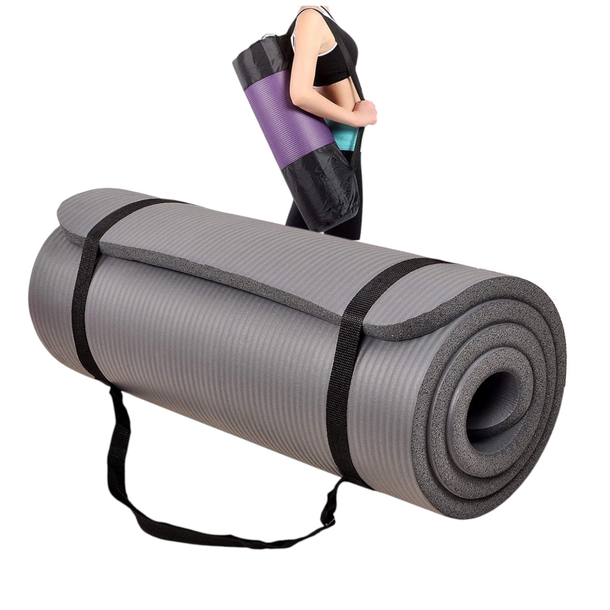 YOGA MAT COLCHONETA ENROLLABLE TAPETE DE EJERCICIOS 20 MM PLOMO - 2