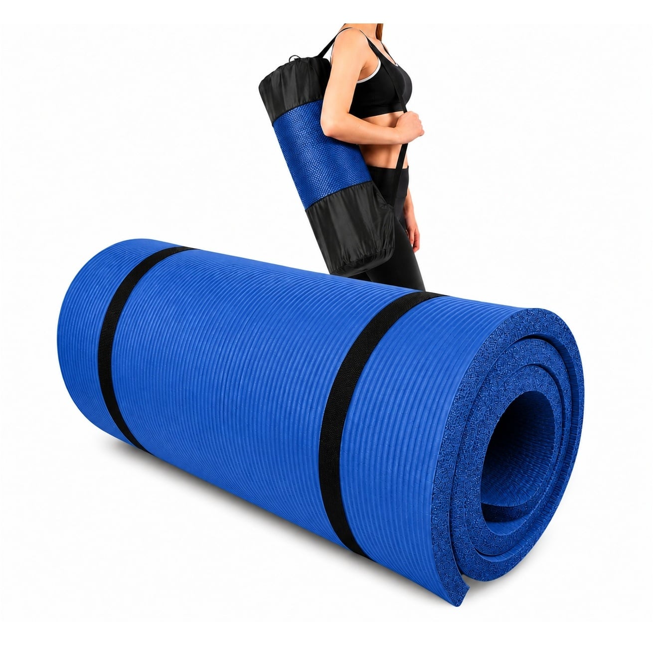 YOGA MAT COLCHONETA ENROLLABLE TAPETE DE EJERCICIOS 20 MM AZUL - 1