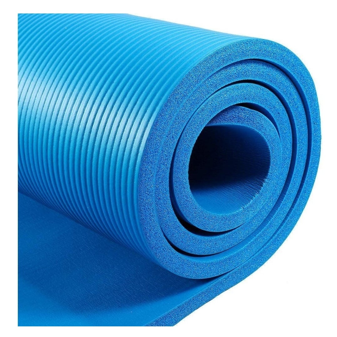 YOGA MAT COLCHONETA ENROLLABLE TAPETE DE EJERCICIOS 20 MM AZUL - 3
