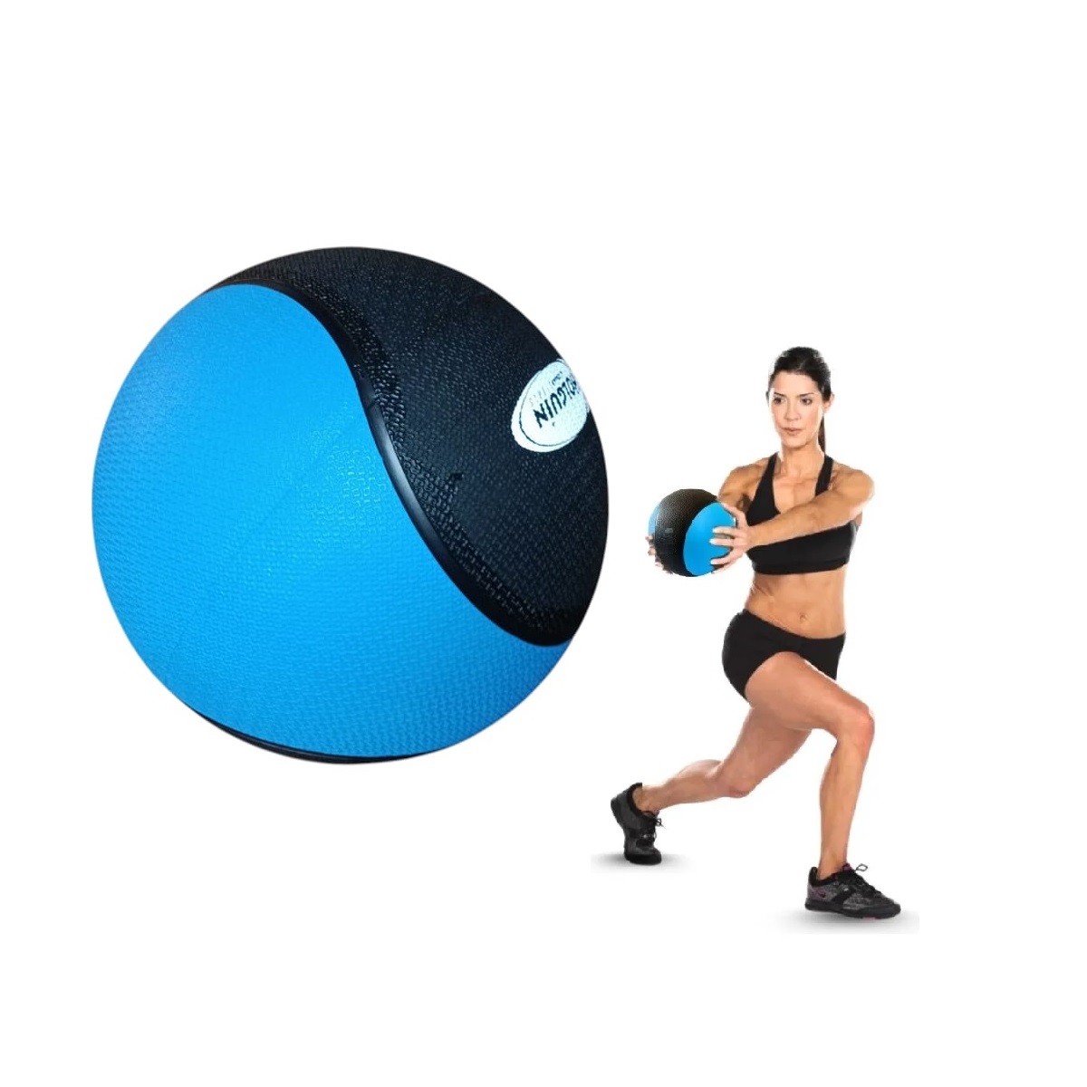 PELOTA O BALÓN MEDICINAL 6 KG CON REBOTE FUNCIONAL CROSSFIT AZUL - 3