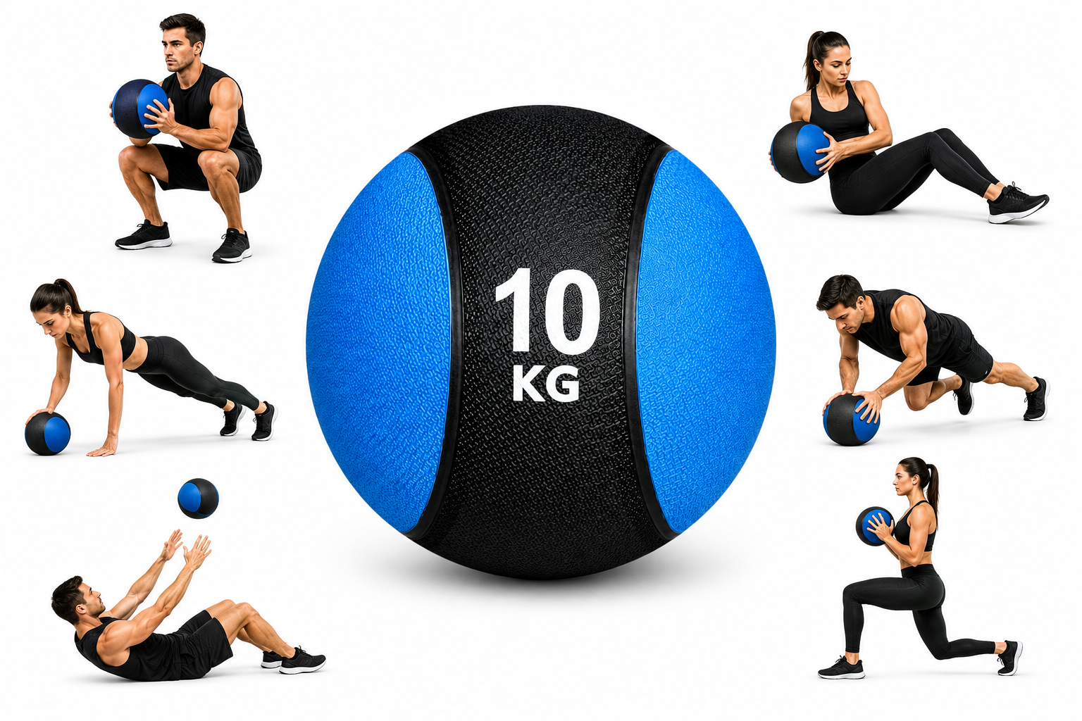 PELOTA O BALÓN MEDICINAL 10 KG CON REBOTE FUNCIONAL CROSSFIT - 2
