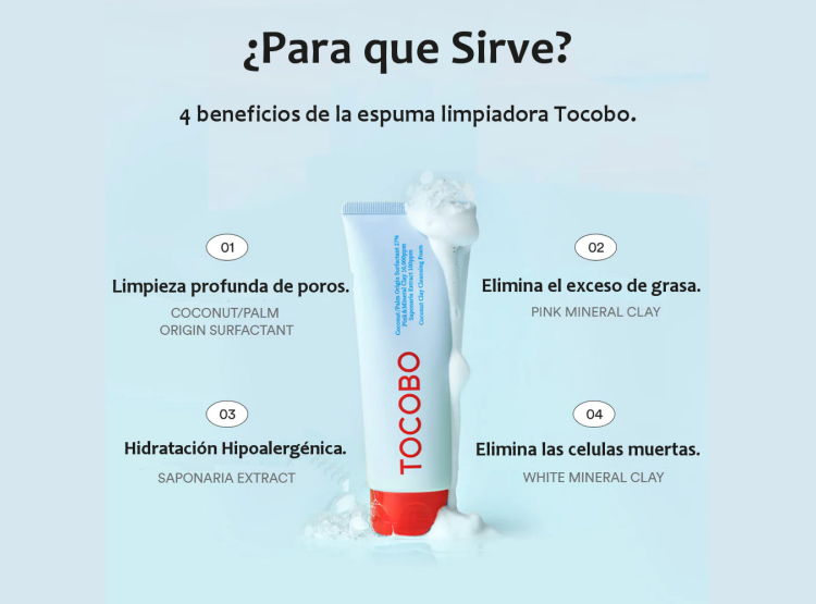 TOCOBO COCONUT CLAY CLEANSING FOAM LIMPIADOR ESPUMANTE - 4