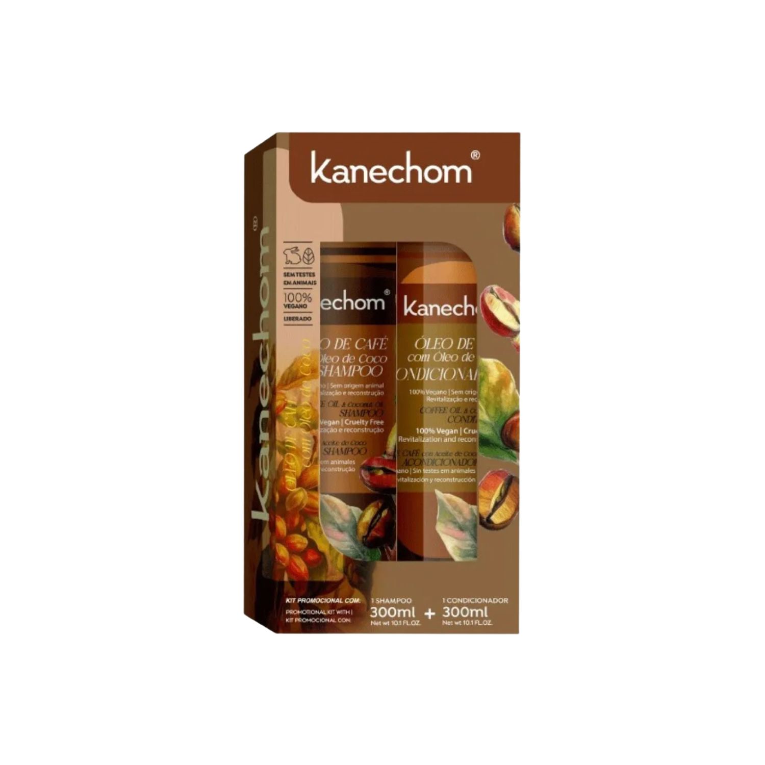 KANECHOM SHAMPOO ACONDICIONADOR OLEO CAFÉ COM ÓLEO COCO 300ML DUO PACK - 2