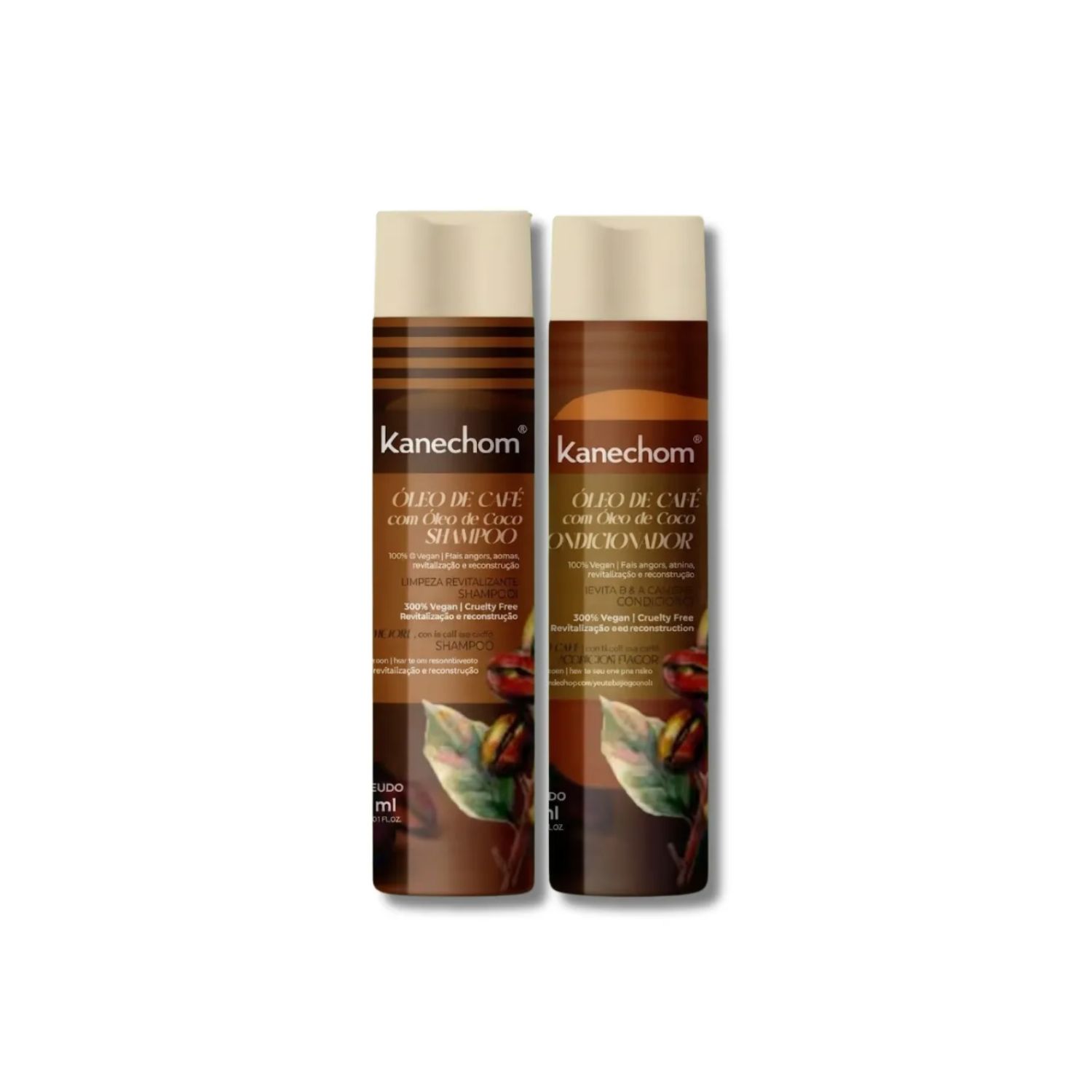 KANECHOM SHAMPOO ACONDICIONADOR OLEO CAFÉ COM ÓLEO COCO 300ML DUO PACK - 3