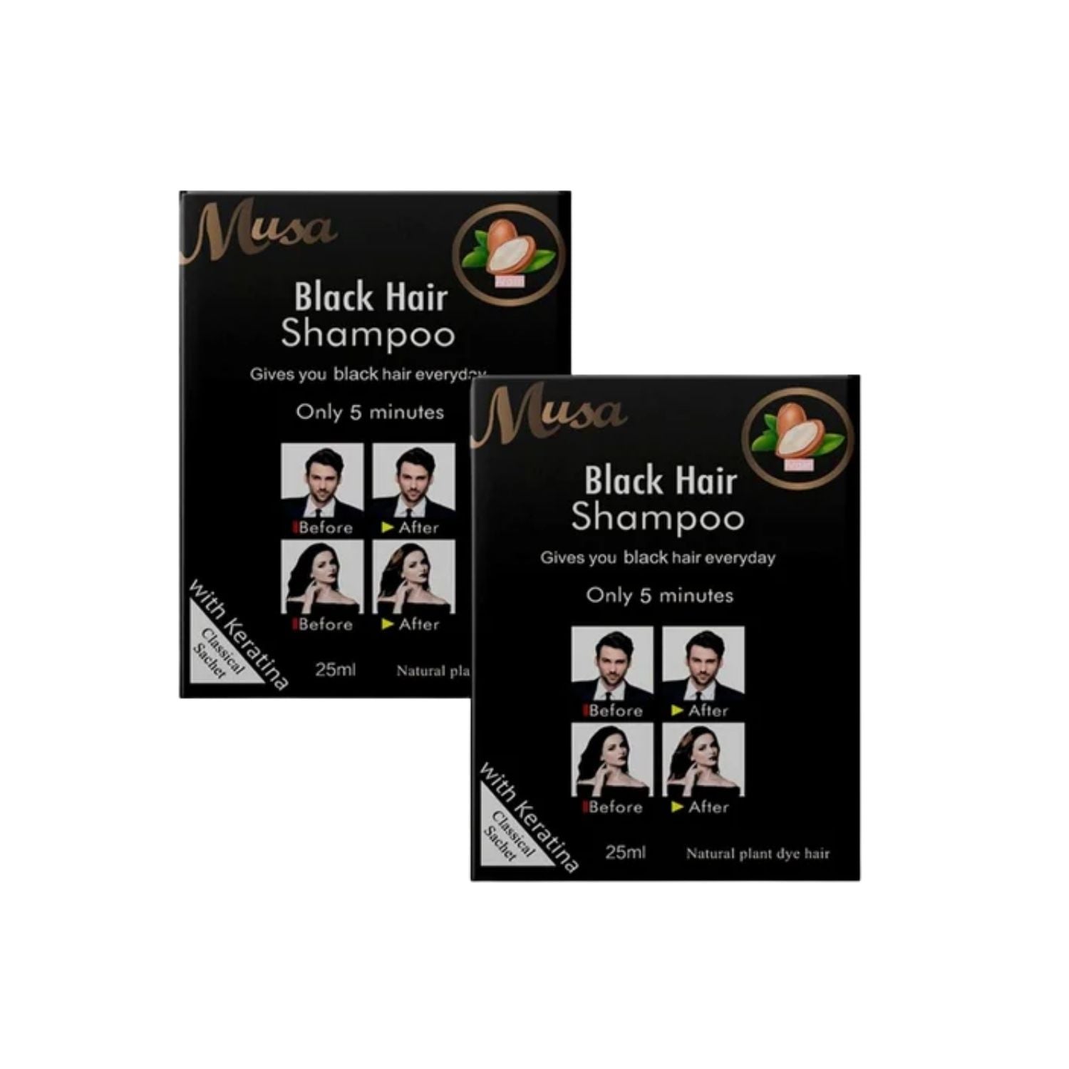 SHAMPOO TINTE CABELLO MUSA BLACK HAIR 1N 25ML X 10 - 2