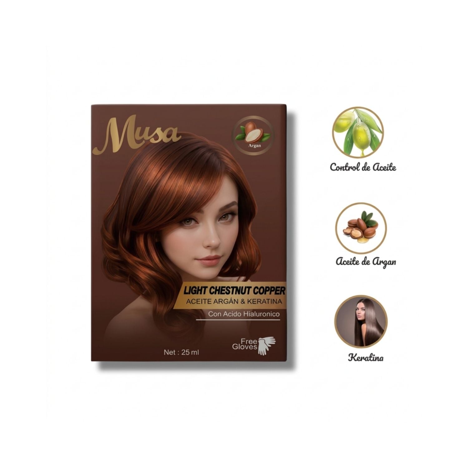 SHAMPOO TINTE CABELLO MUSA LIGTH CHESTNUT COPPER 5C HAIR COLOR 25ML X 10 - 2
